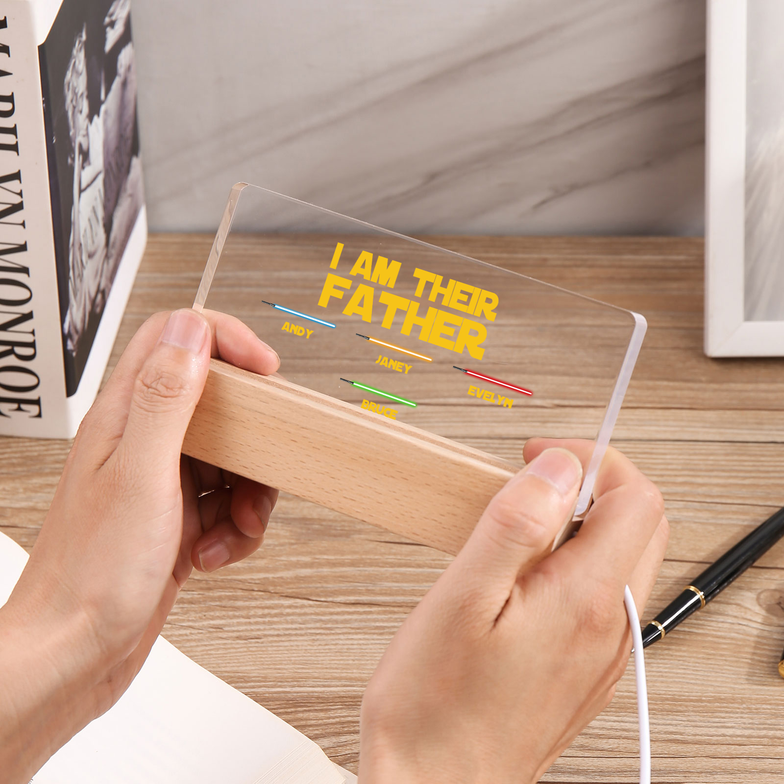 4 Names-Personalised Star Wars Logo Table Lamp-I am their dad-Father's Day Gift For Dad