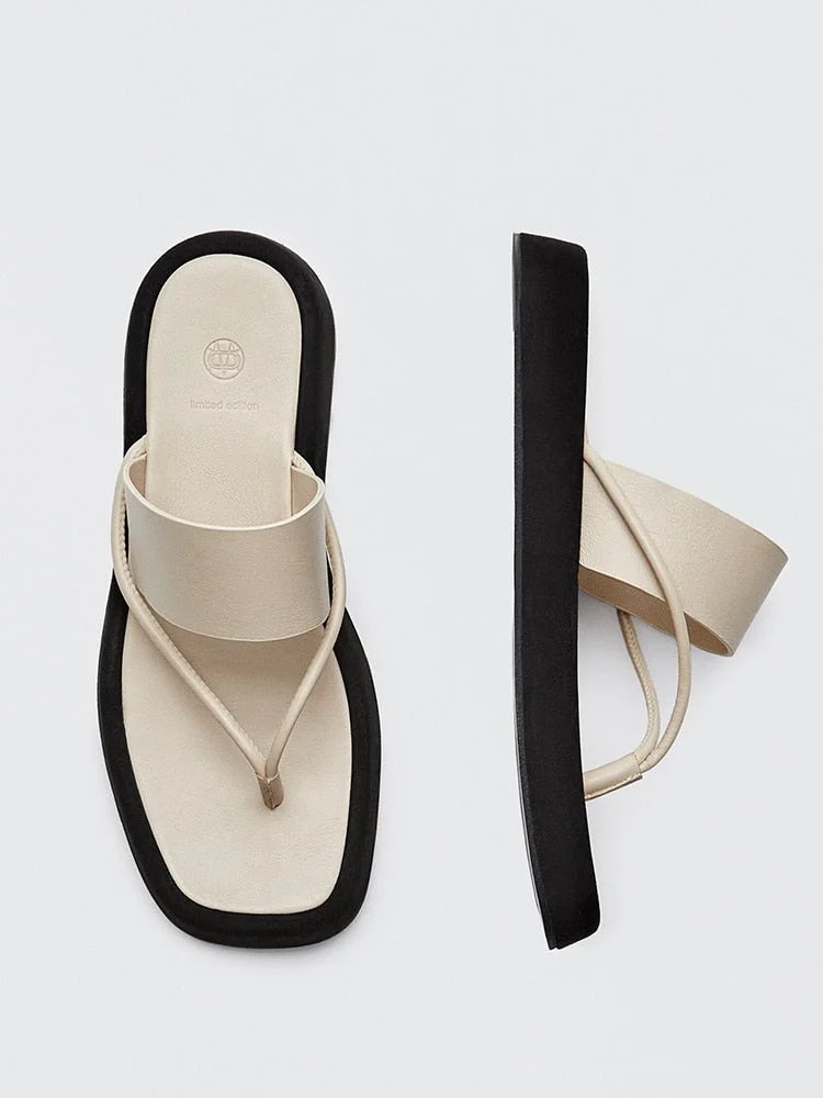Billlnai Withere 2023 Summer England Vintage Fashion Thick Sole Soft Sheep Beach Flip Flops Slippers Women Shoes Woman Slides Shoes Women