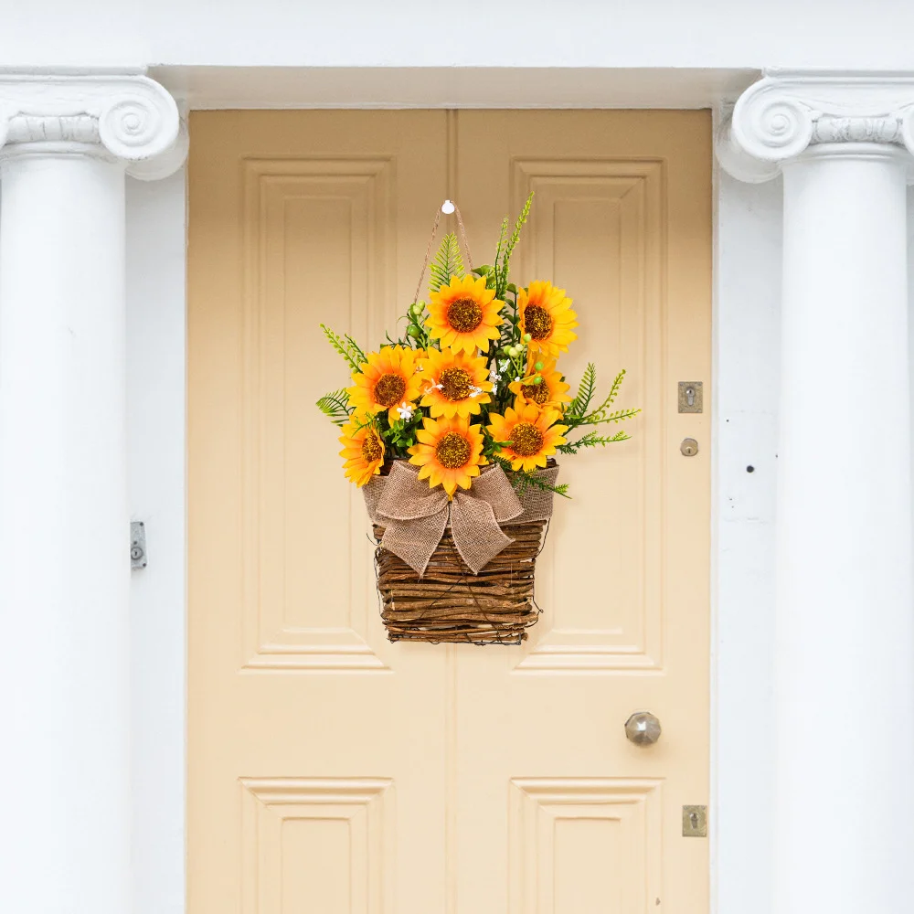 Summer Sunflower Basket Door Hanging Decoration Wreath Door Wall 