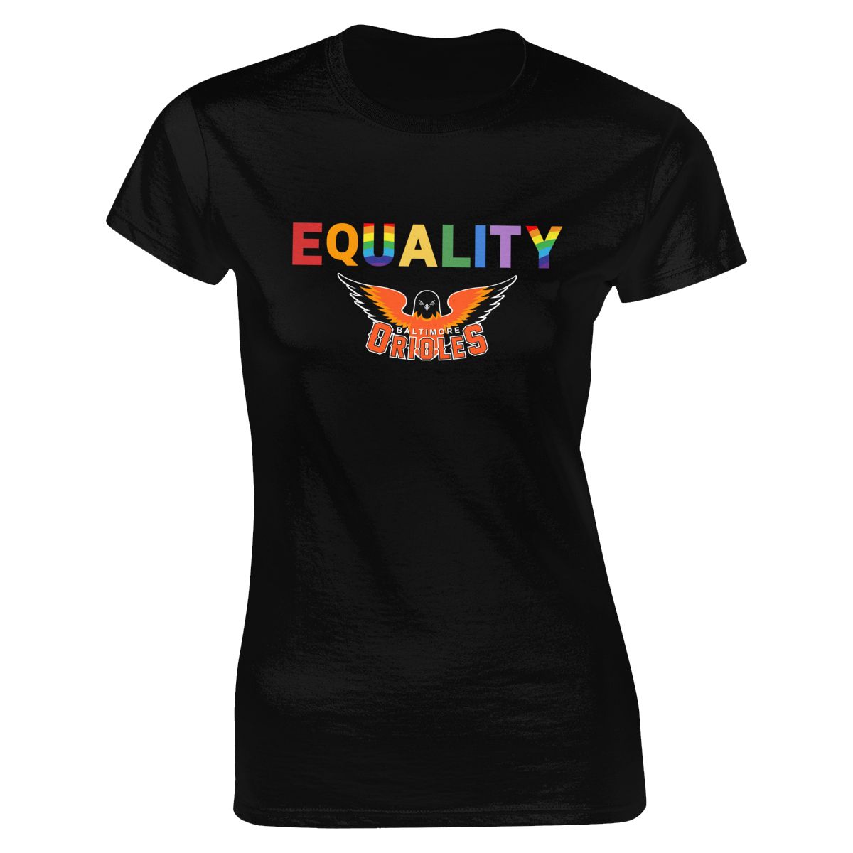 Baltimore Orioles Rainbow Equality Pride Women's Short-Sleeve Cotton Tee