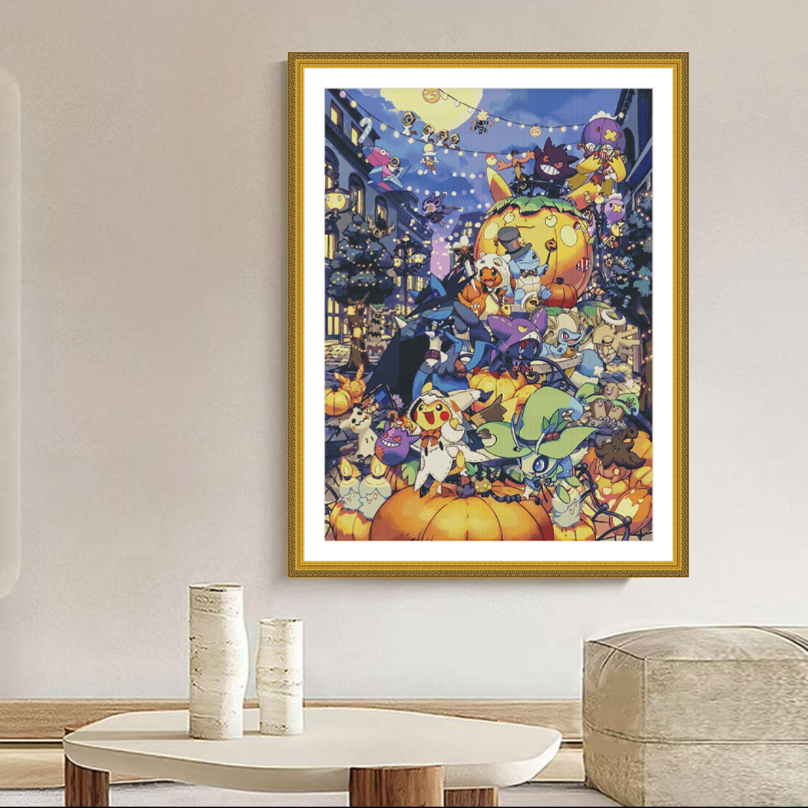 1set DIY Printed Cross Stitch Kit 【ZZ7119- Pokemon Halloween】printed (stamped) cross-stitch Painting Fairy Cross Stitch