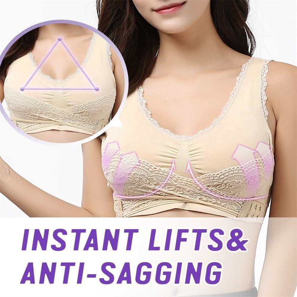 Front Cross Side Buckle Wireless Lace Bra