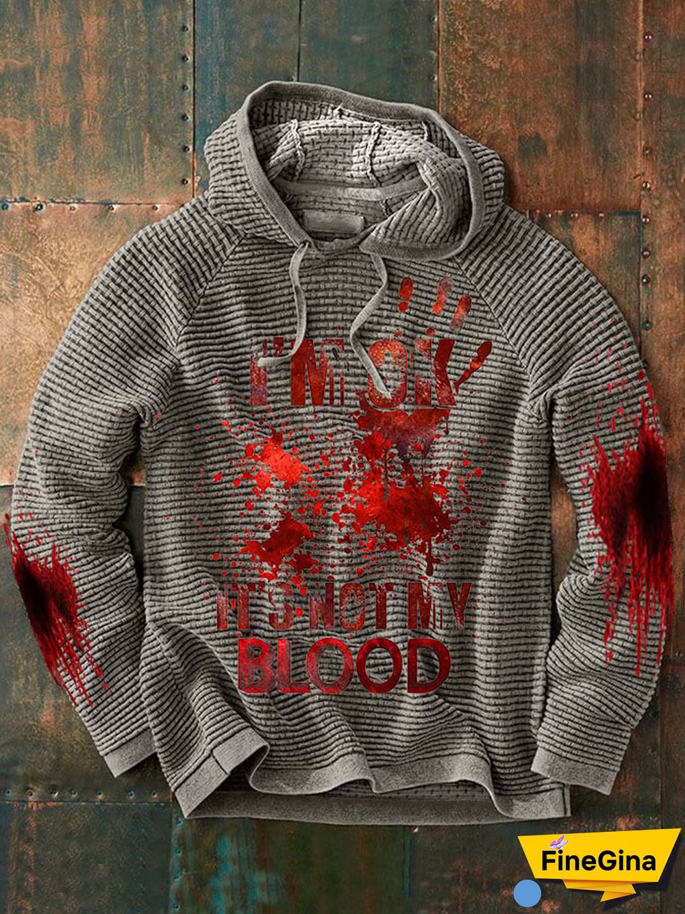 Men's Casual I'M Ok It'S Not My Blood Printed Long Sleeve Sweatshirt