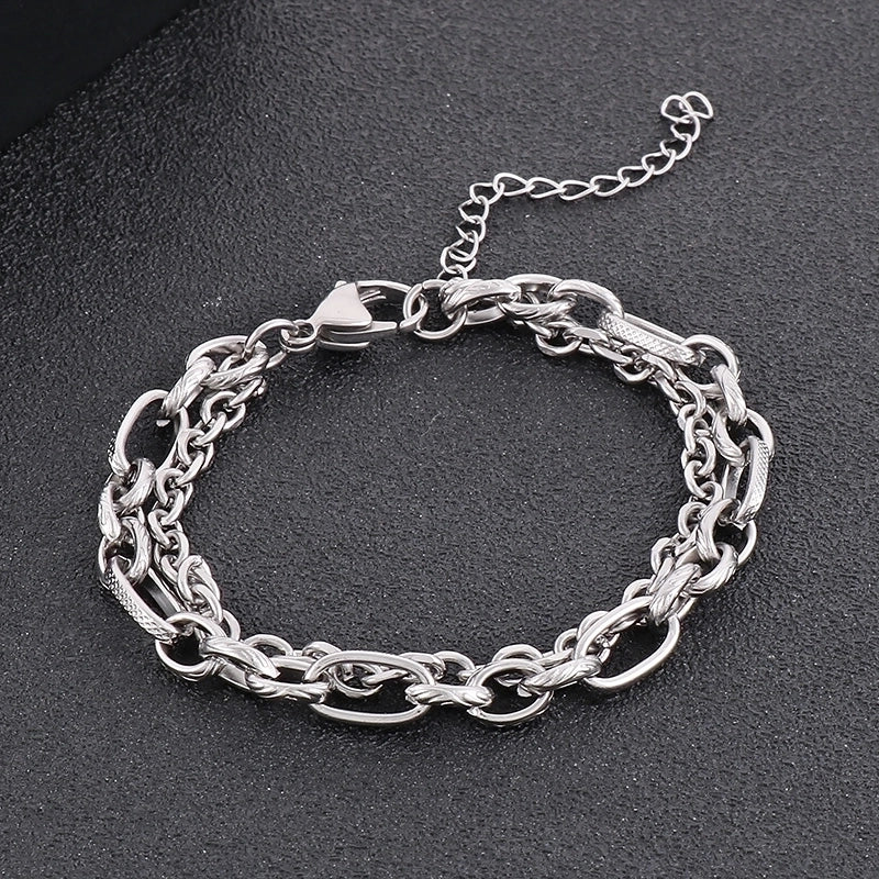 Hip-hop Solid Color Titanium Steel Men’s Bracelets