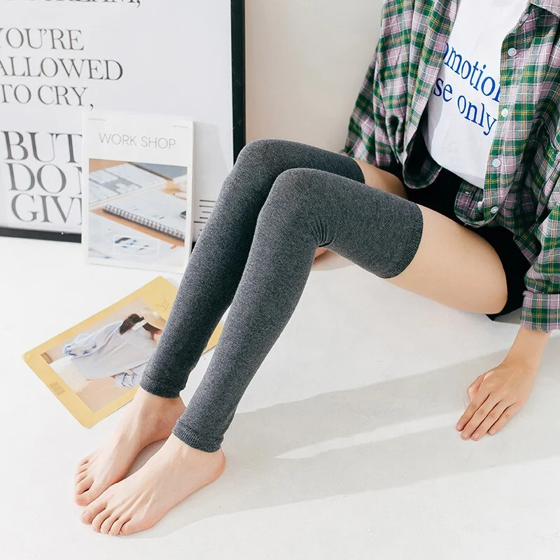 Leg Warmers Women Winter Warm Cotton Straight Keep-knee Simple Elegant Womens All-match Korean Style Long Over The Knee Female