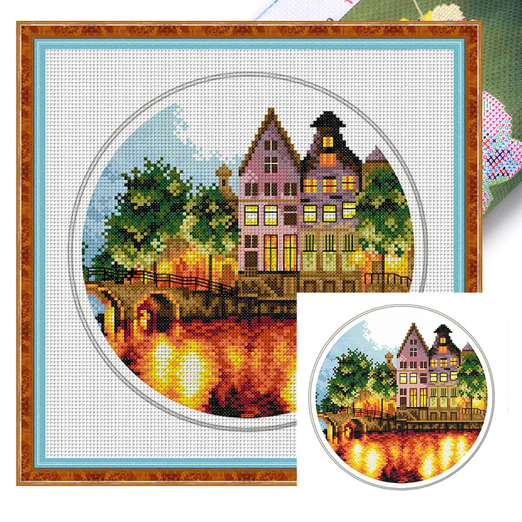 Spring-Luminous City 11CT (35*35CM) Stamped Cross Stitch gbfke