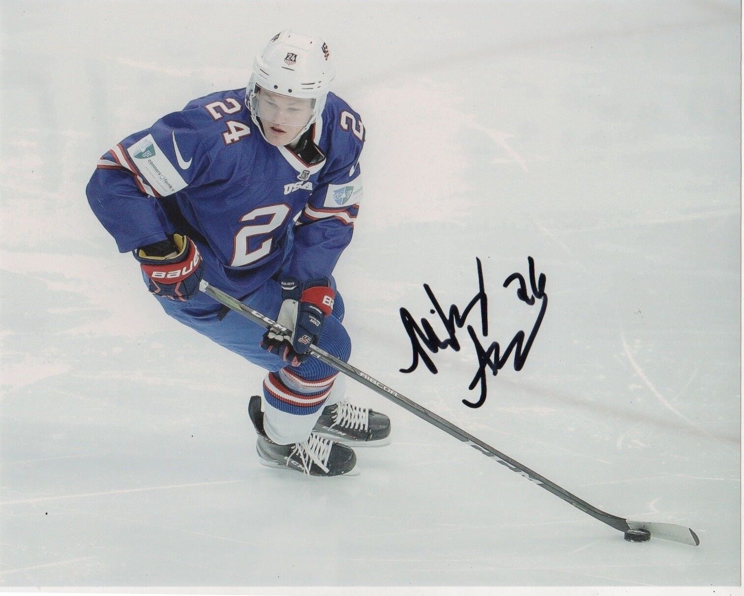 Team USA Mikey Anderson Signed Autographed 8x10 IIHF Photo Poster painting COA #5