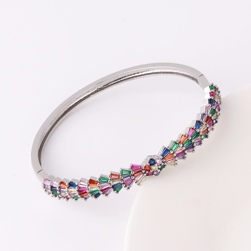 Moderate Luxury Circle Zircon Diamond Inlay Bangles