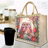 DIY Diamond Painting Linen Waterproof Handbag Shopping Storage Bag Totes Kit(with 2pcs diamond painting)