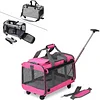 Cat Carrier with Wheels Airline Approved, Pet Dog Carrier with Wheels for Small Dogs, Rolling Cat Carrier for Small Cats Puppy Stroller Detachable and Foldable Pet Travel Bag