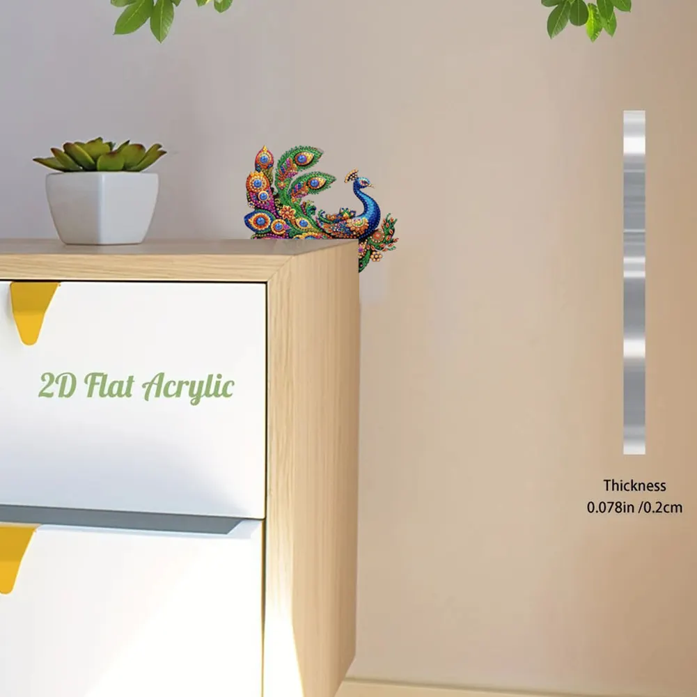 Peacock 2D Flat Diamond Painting Door Corner Sign DIY Door Frame Decoration