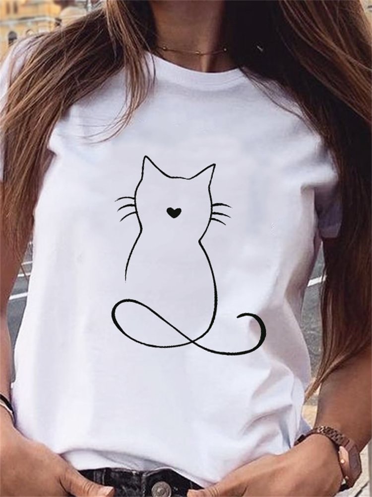 Lovely Cat Inspired Graphic T Shirt