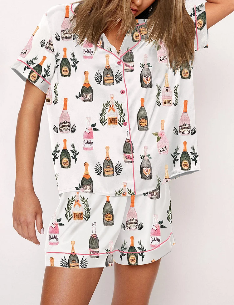 Champagne And Wine Bottles Pajama Set