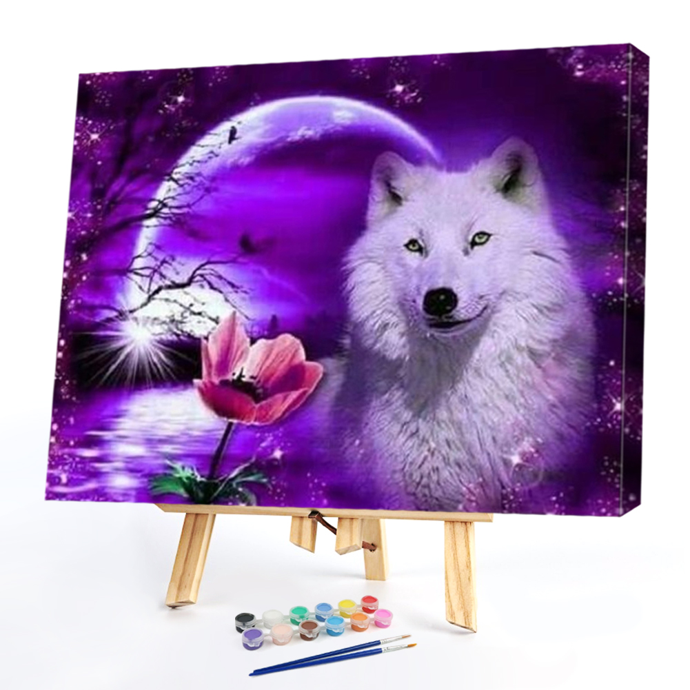 

50*40CM - Paint By Numbers - White Wolf Moonlight, 501 Original