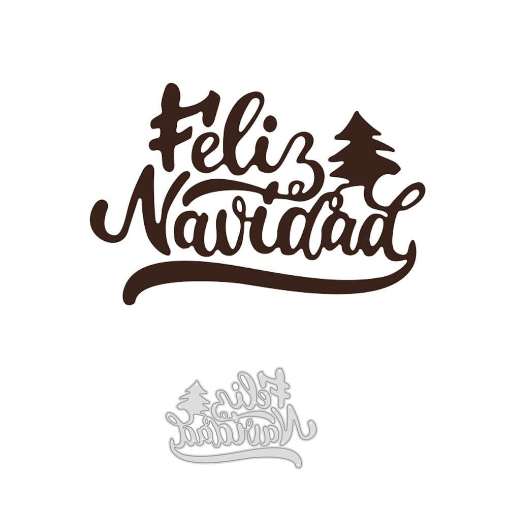 Spain Words"Feliz Navidad"Christmas Tree Metal Cutting Die Stencil Template for Scrapbooking Paper Album Card Gift Decor Die Cut