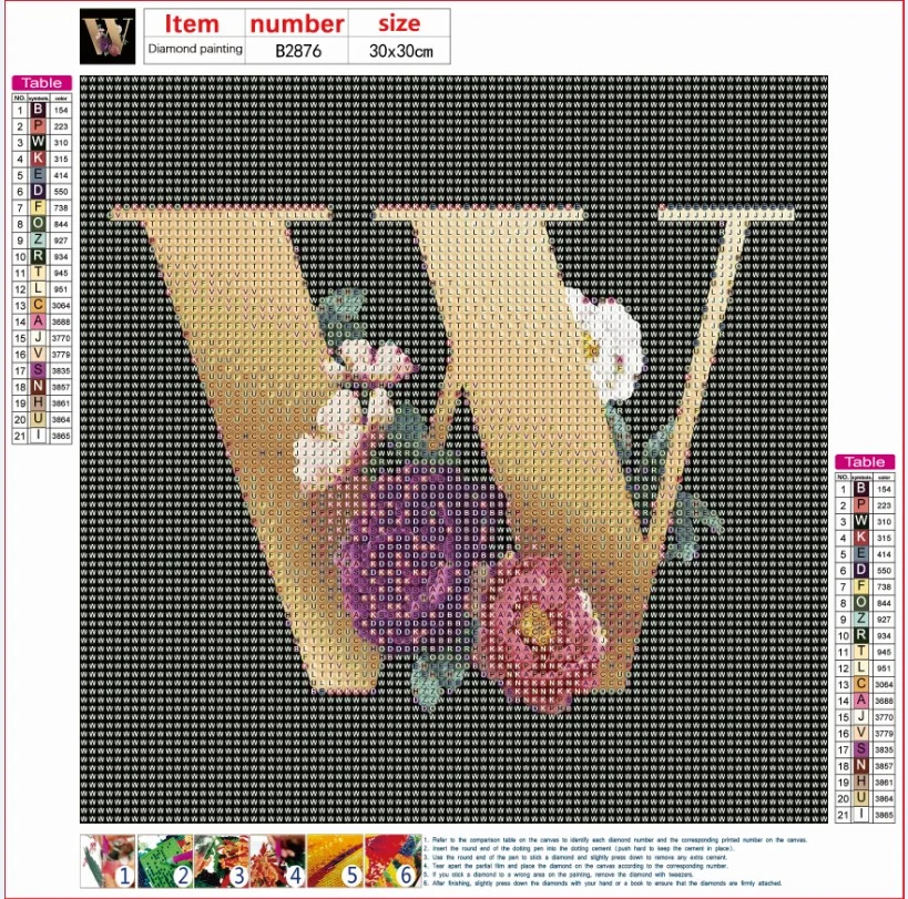 Diamond Painting - Full Round Drill - Flower Alphabet(30*30cm)
