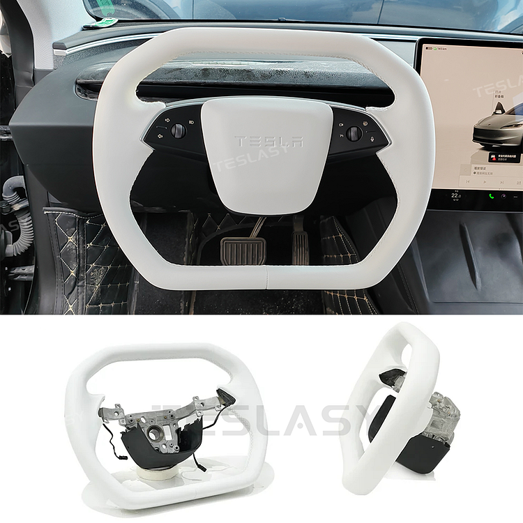 Teslasy Premium Heated NAPPA Leather Steering Wheel for Model 3 Highland / Model Y Junpier (Cyber 1.0 )