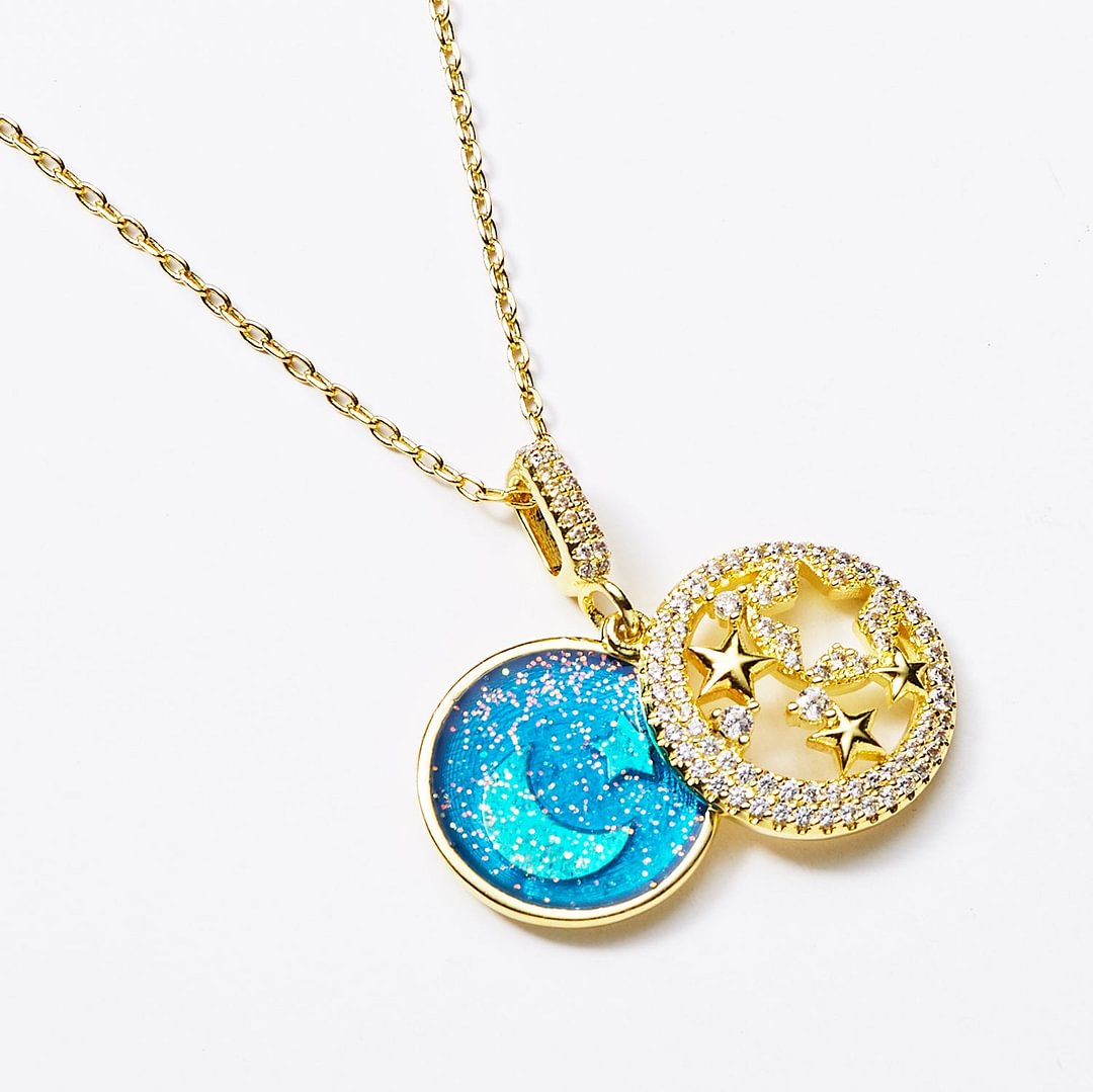 Love You to The Moon and Back Engraved 14K Gold Pendant Necklace