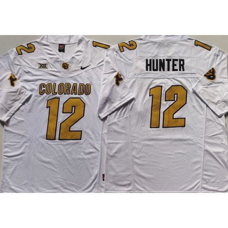 Men's Colorado Buffaloes White #12 Hunter Stitched Jersey CBYQ