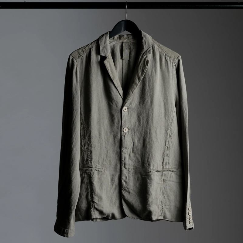 Men's Classic Lapel Green Natural Linen Blazer