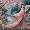 Kimono Beauty Holding Fan-Full Round Diamond Painting 40*40CM