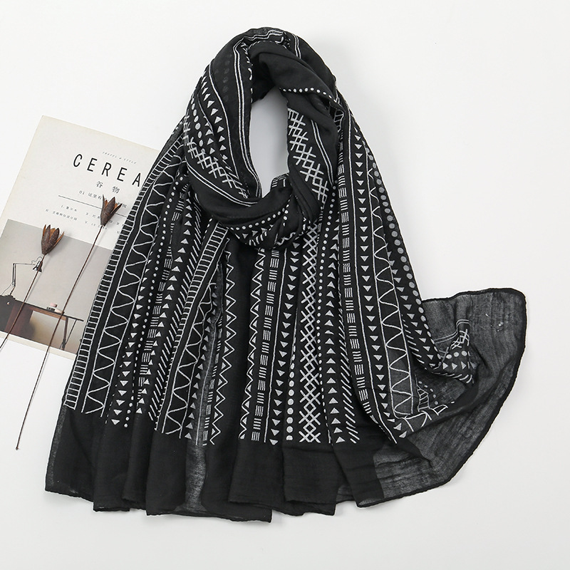 Geometric Print Cotton Linen Soft Scarf | Oxredo Shop Ramadan Sale