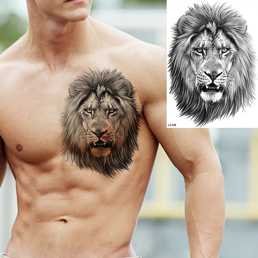 Black Skull Warrior Temporary Tattoos For Men Boys Realistic Winged Lion Spartan Fake Tattoo Sticker Arm Body Tatoos Paste