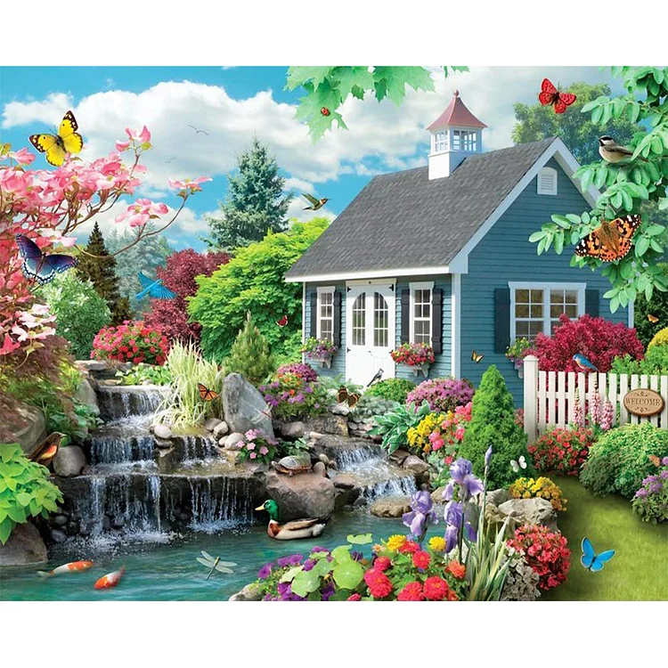 Garden Cottage - Printed Cross stitch 11CT 50*40CM