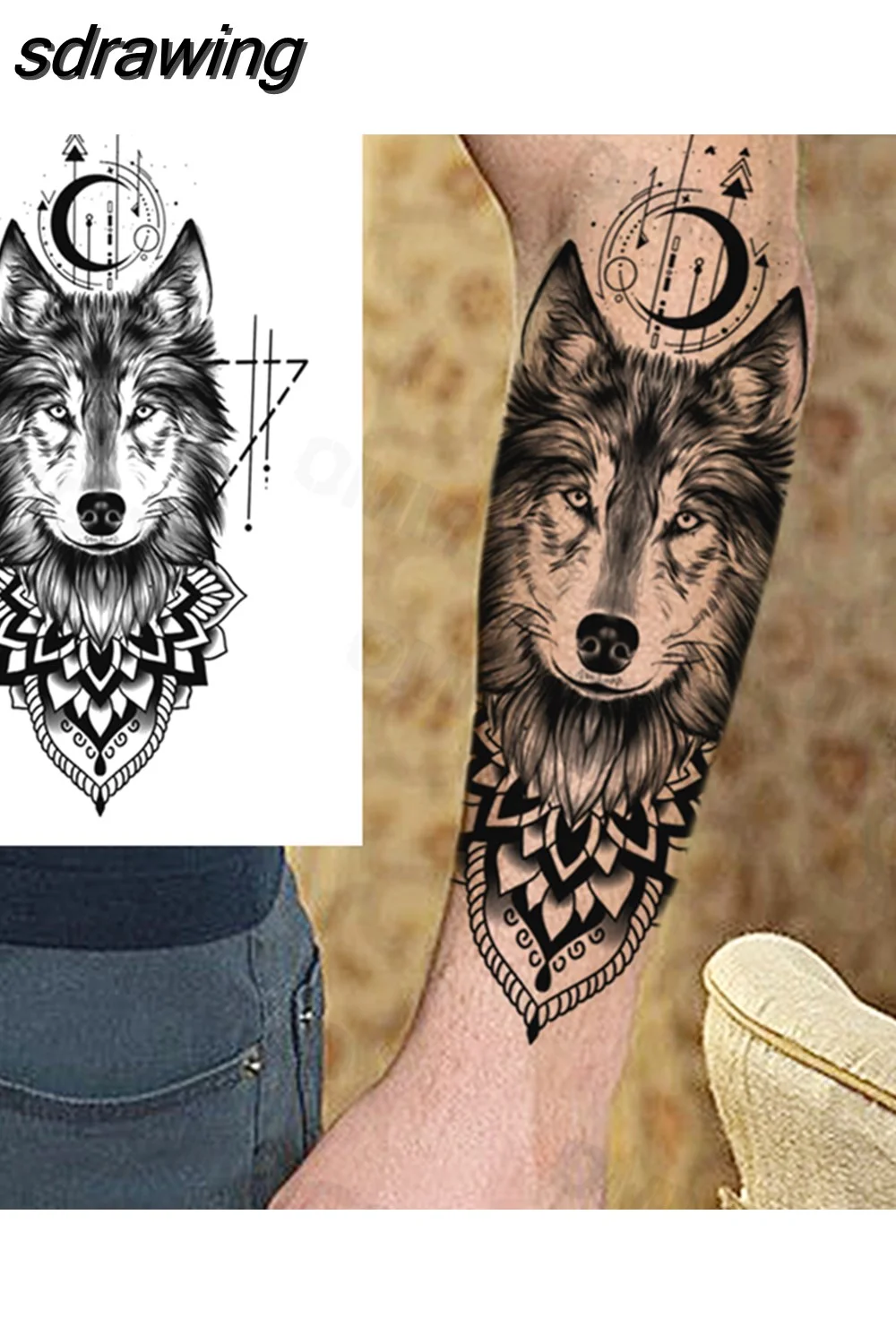 sdrawing Lion Rose Flower Temporary Tattoos For Women Adult Girl Compass Skull Fake Tattoo Arm Thigh Body Art Waterproof Tatoos