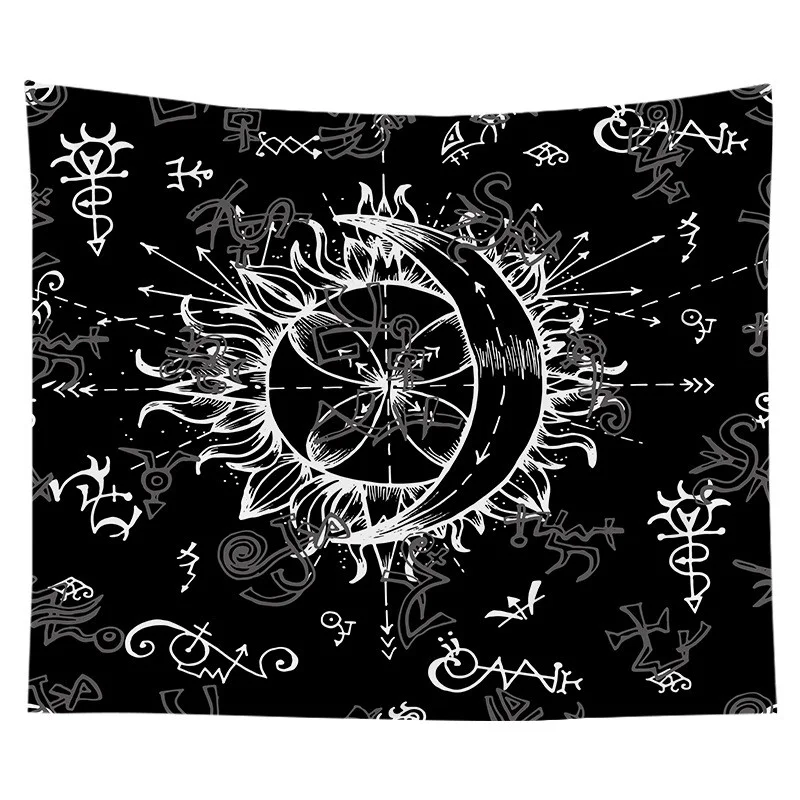 Sun Moon Letter Printed Room Decoration Background Cloth -  