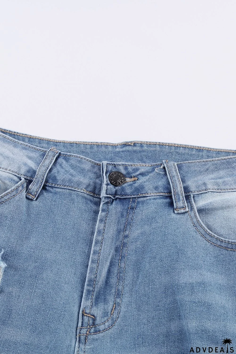 Fashion Light Blue Distressed Boyfriend Denim Pants