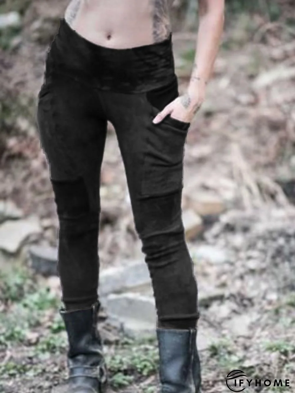 Casual Pockets Solid Leggings | IFYHOME