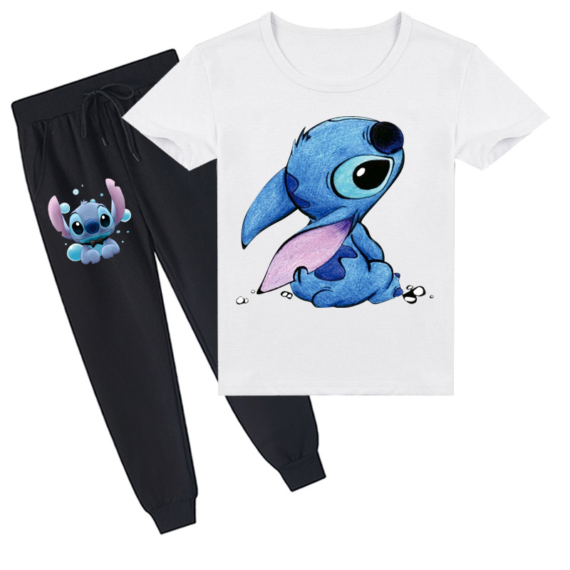 Mayoulove Stitch Kids T-Shirt & Pants Set - Cute & Comfortable Outfit for Boys and Girls aged 2-8!-Mayoulove