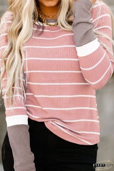 Striped Round Neck Long Sleeve T-Shirt