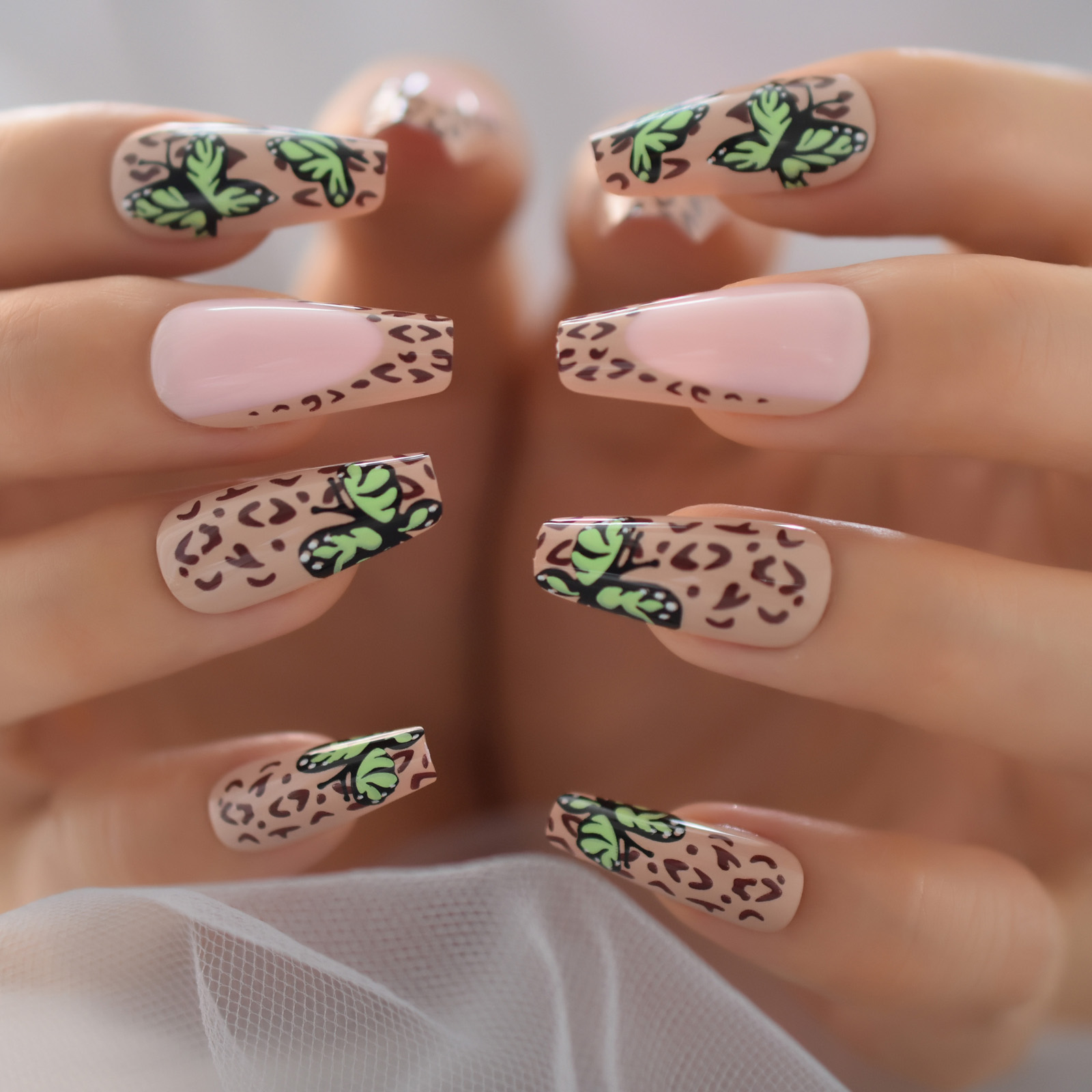 Elinlin Elegant Coffin Nails – Long Milky White Press On Nails for a Chic Look  