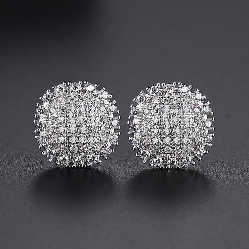 Black/White Cubic Zirconia Stud Earrings Iced Out Jewelry-VESSFUL