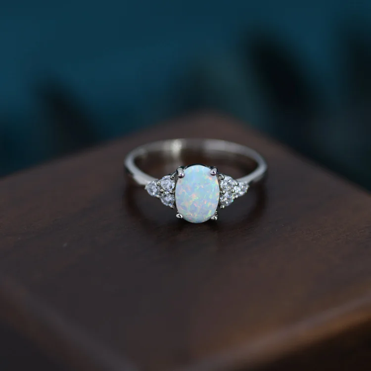 Delicate Oval Opal Ring 