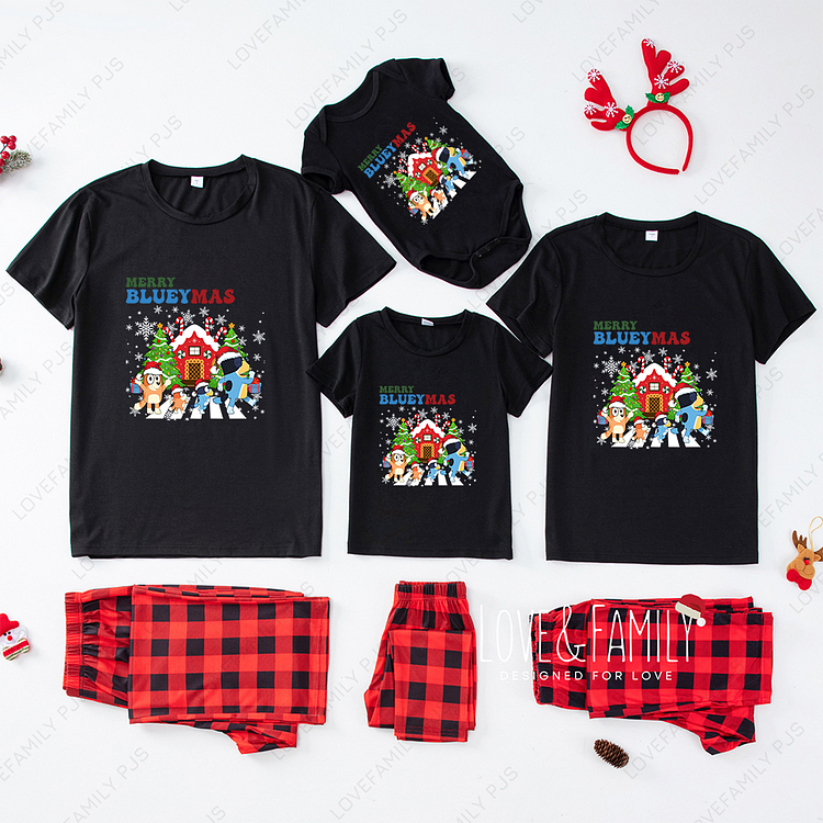 The Beatles Bluey Family Short Sleeve Pajamas Set
