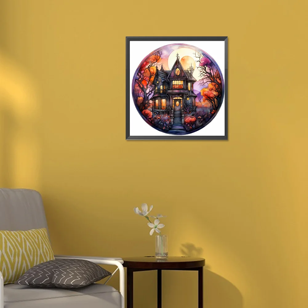 Full Round Diamond Painting 30*30cm - Horror Atmosphere House