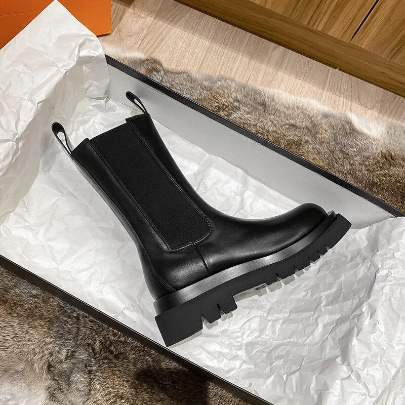 New Luxury Chelsea Boots Women Ankle Boots Chunky Winter Shoes Platform Ankle Boots Slip on Chunky Heel BV Boot Brand Designer