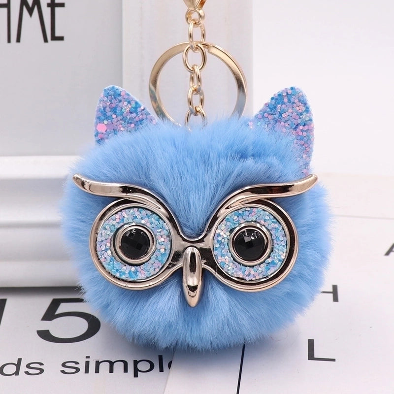 Cute Owl Alloy Plush Unisex Bag Pendant Keychain 1 Piece