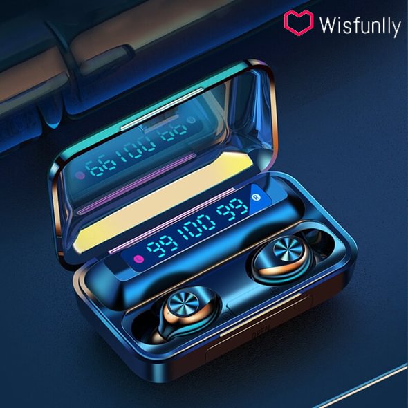 Portable F9-10 TWS bluetooth 5.0 Three LED Power Display Smart Touch Waterproof In-ear Earphone with Charging Box & Noise Cancellation