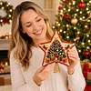 DIY Diamond Painting Christmas Tree Topper Star, Acrylic Holiday Tree Top Decoration with Spring Base, Removable Tabletop Christmas Decor