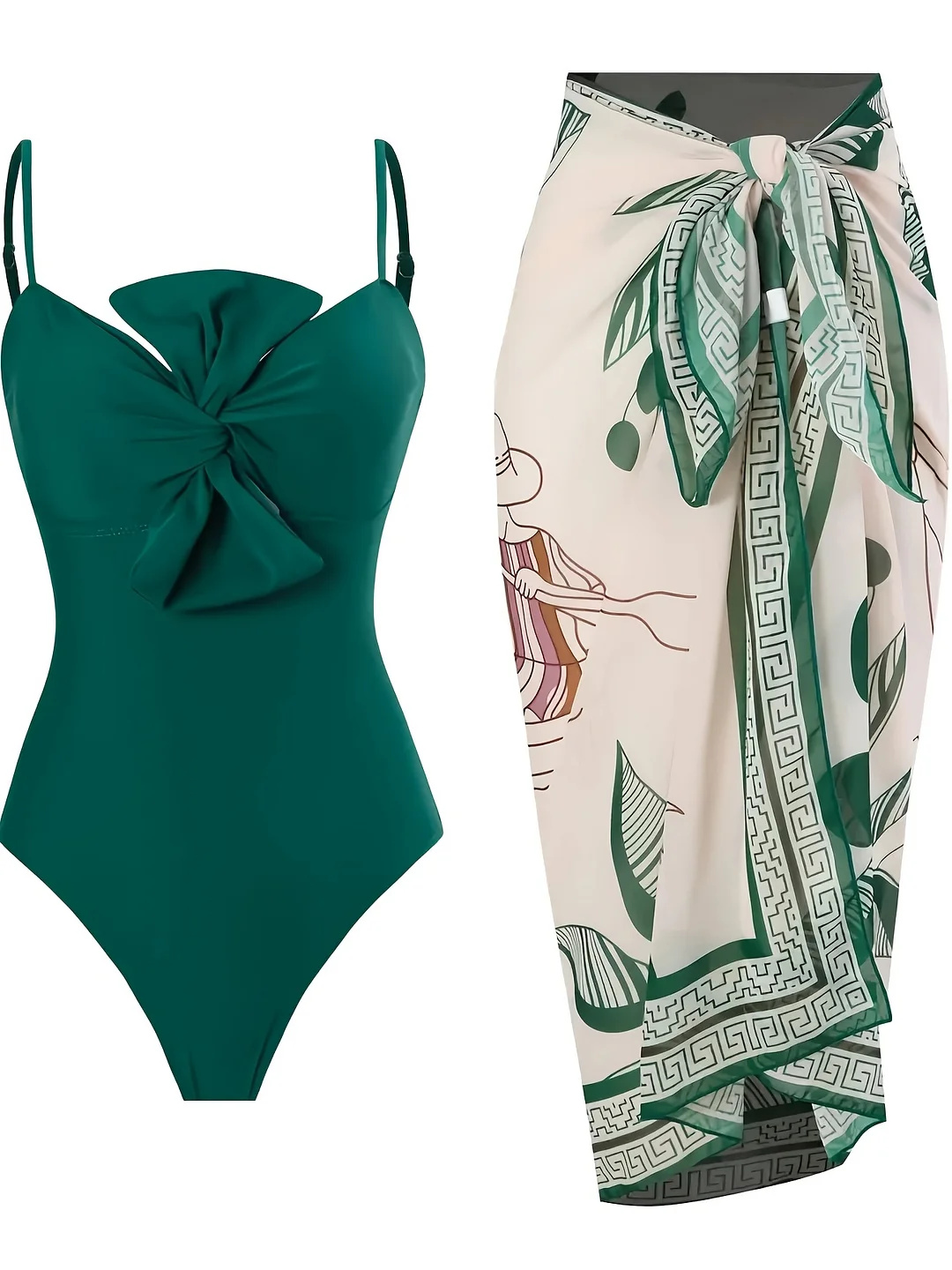 Two-Piece European And American New Flower French Retro Sexy One-Piece Swimsuit Women's Dress Swimsuit Set | IFYHOME