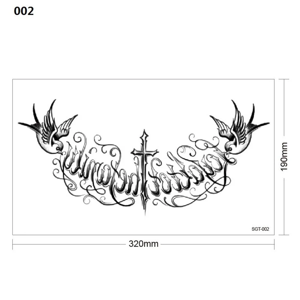 Tattoo Stickers Cross Wings Chest Dragon Head Double Sided Buddha Flower Font Tattoo Temporary Tattoo Sticker Fast Rock Tattoo