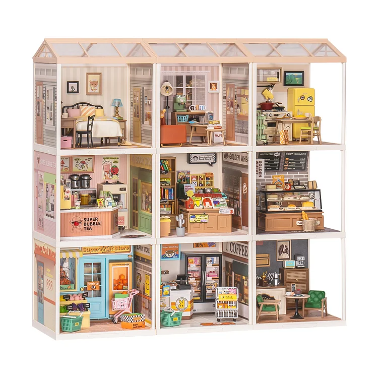 Rolife Super Creator Kunststoff Diy Mini Haus 9 in 1 Nine Grid