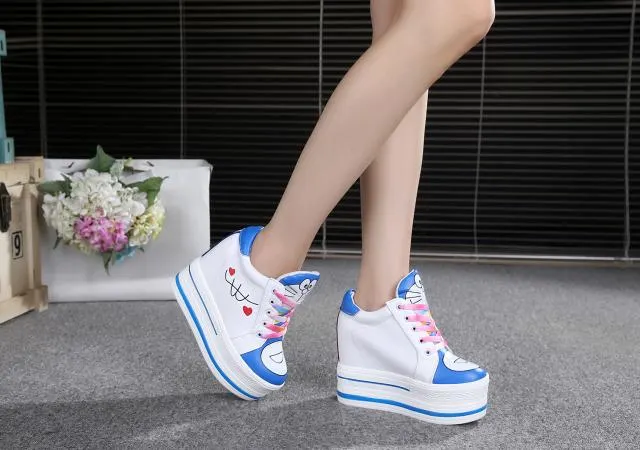 Women Sneakers 2022 Spring Autumn High Heels Ladies Casual Shoes Women Wedges Platform Shoes Female Thick Bottom Trainers W405