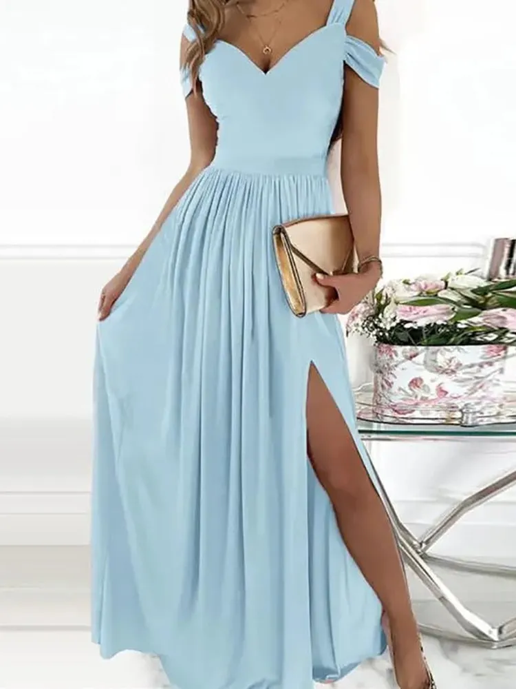 Women Sexy Hollow Out Sleeveless Party Dress Elegant Solid Color Women Split Dress Casual Female Long Dress Vestido 2021 Holiday