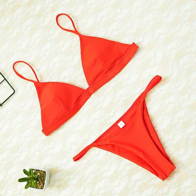 2020 Women Micro Bikini set Push Up Swimwear Solid Beach Bathing Suit Brazilian Thong Swimsuit For Girls Bikini Swim Suit Femme