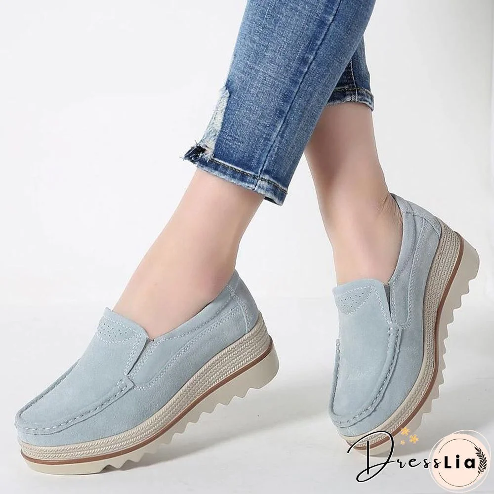 Women Shoes Platform Slip on Flats Loafers Moccasins Hollow Out Casual Shoes